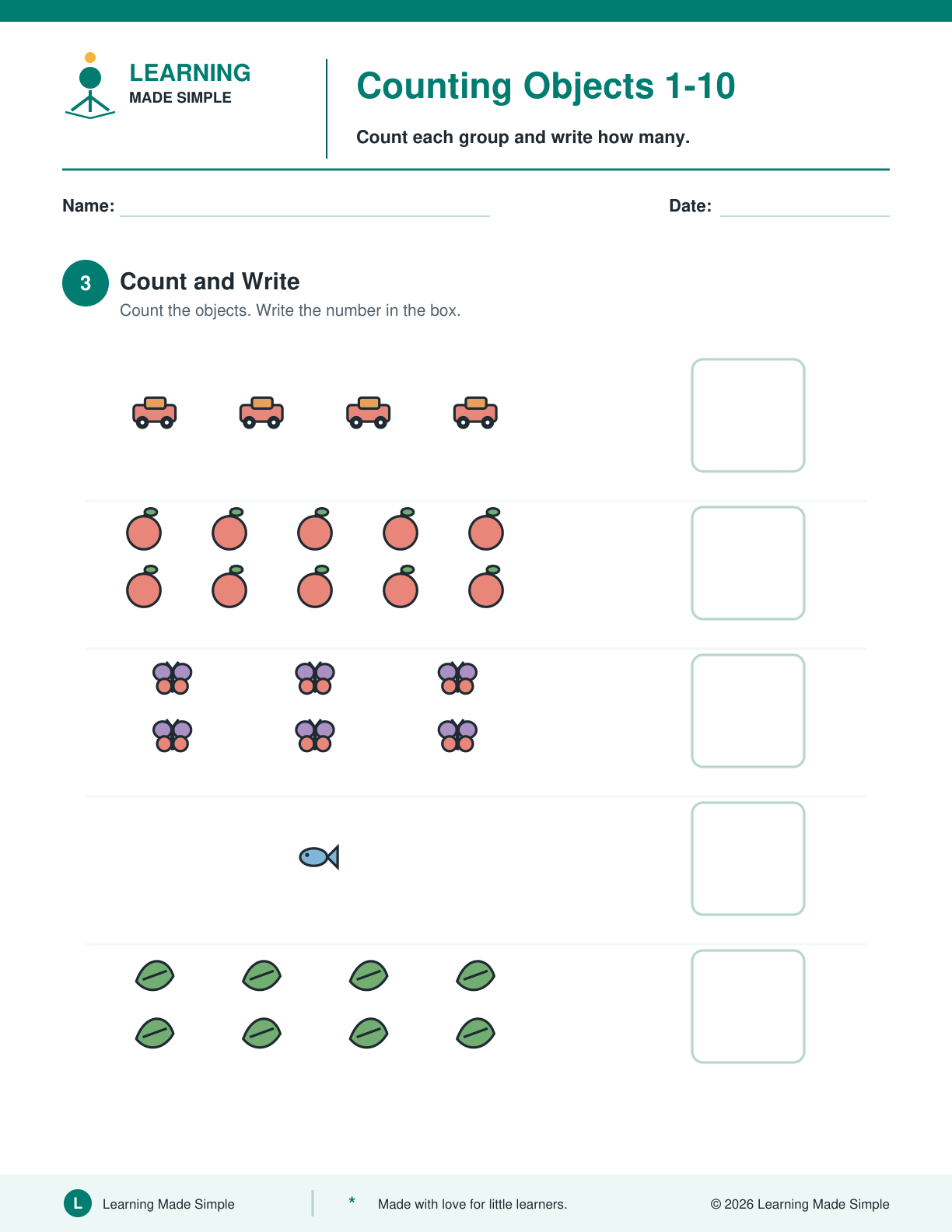 Preview of Page 3 from Counting Objects 1-10