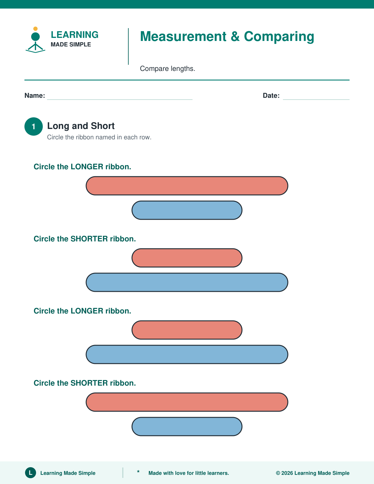 Preview of Page 1 from Preschool Measurement & Comparing