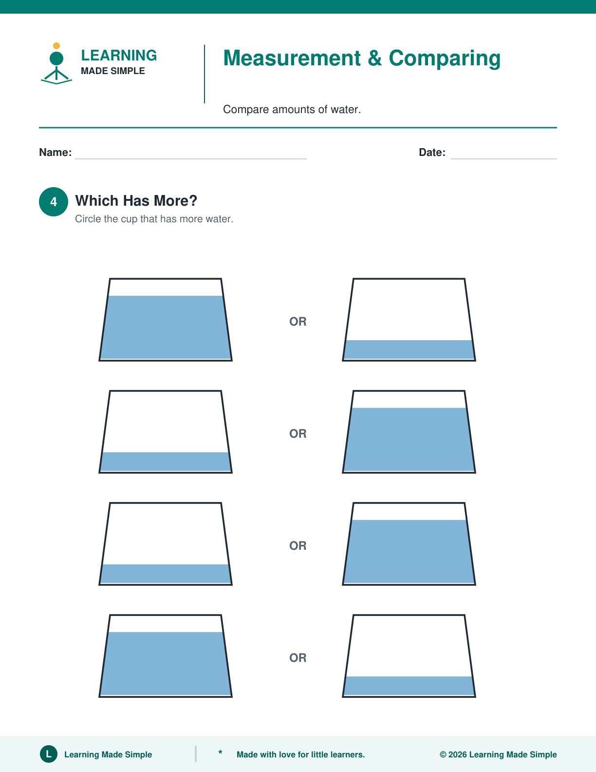 Preview of Page 4 from Preschool Measurement & Comparing