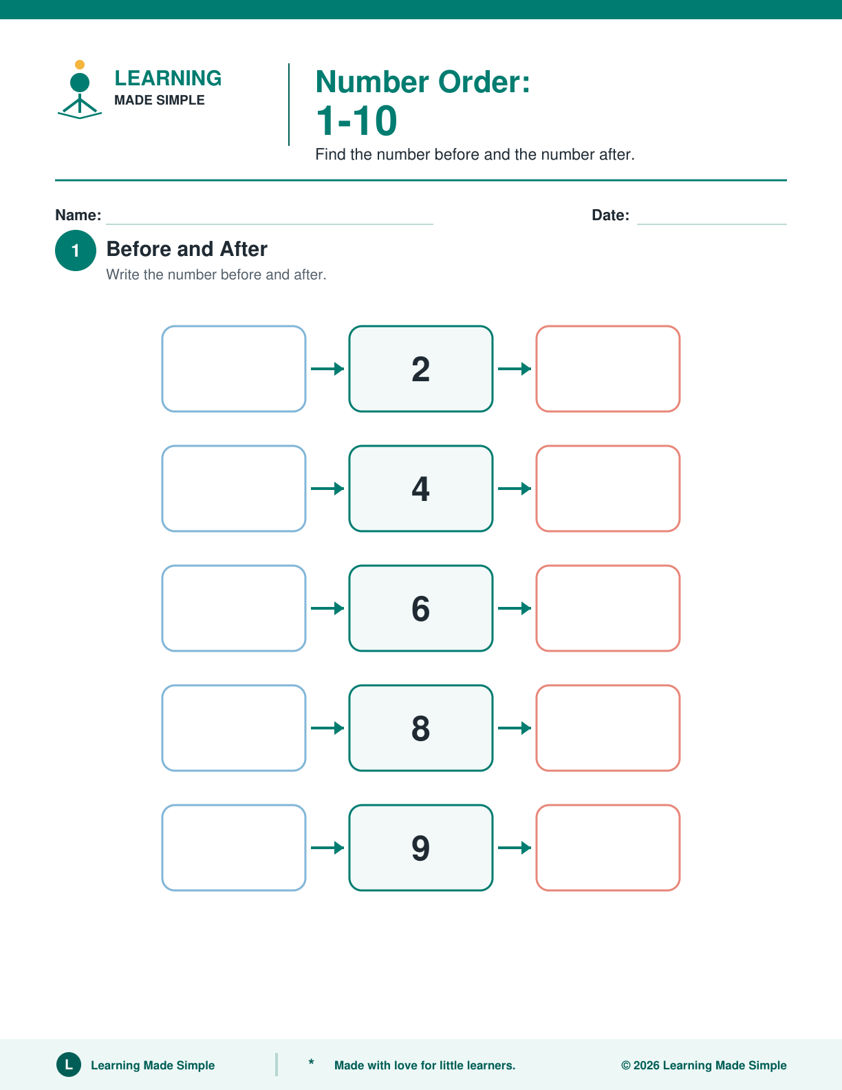 Preview of Page 1 from Number Order 1-10