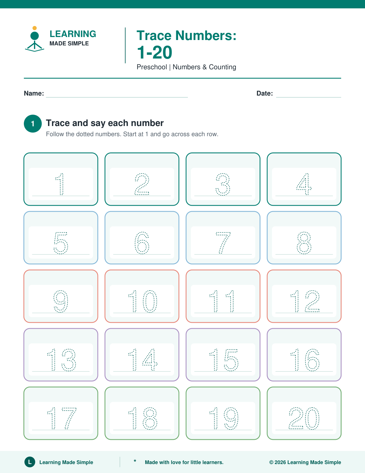 Preview of Page 1 from Trace Numbers 1-20