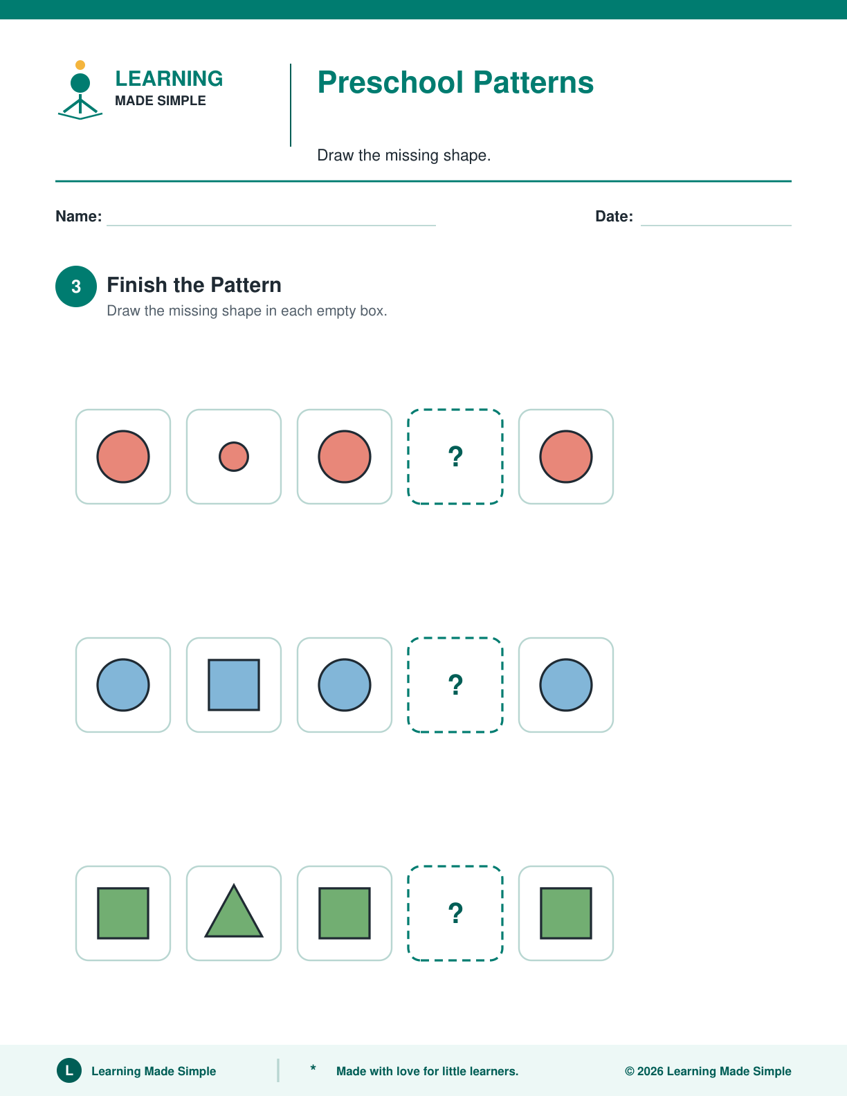 Preview of Page 3 from Preschool Patterns