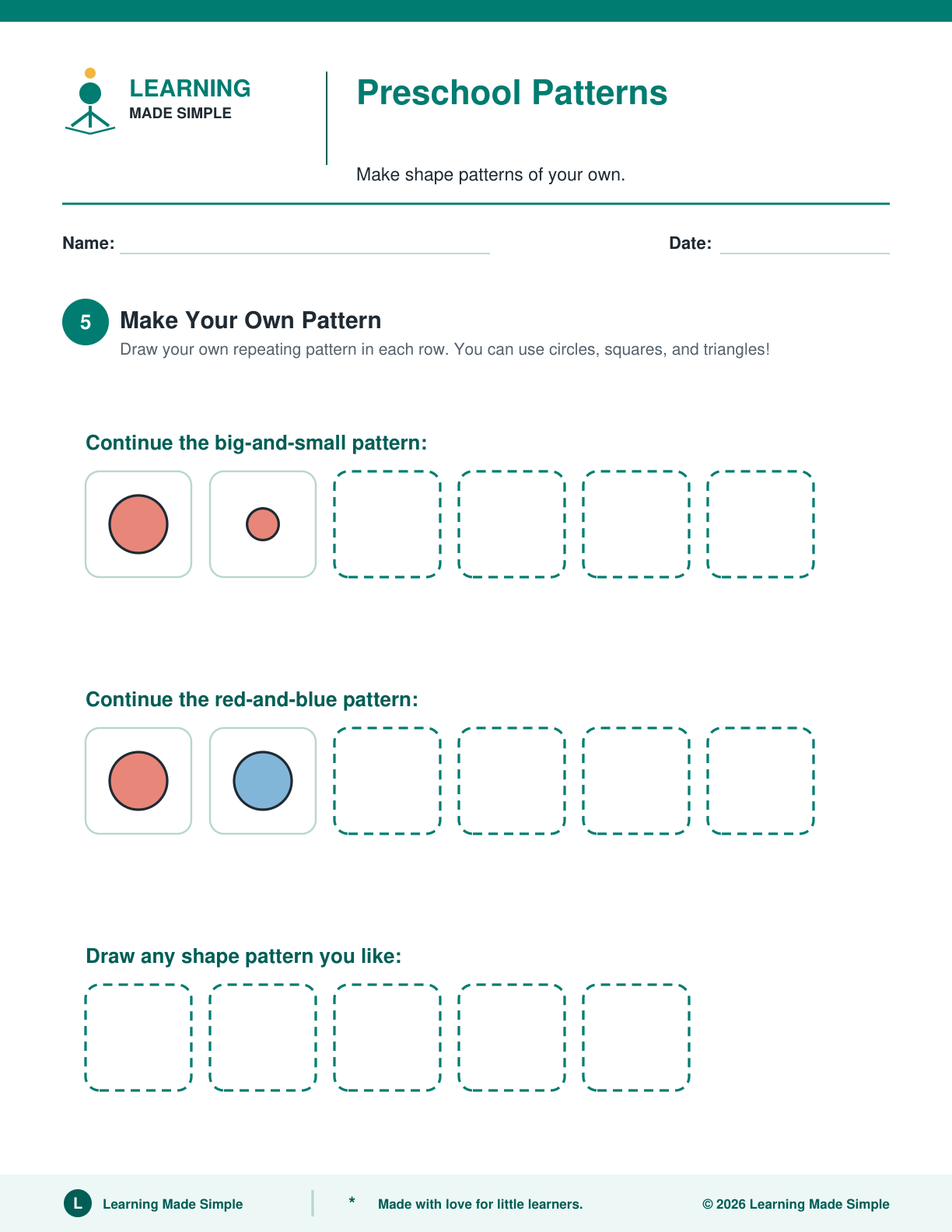 Preview of Page 5 from Preschool Patterns