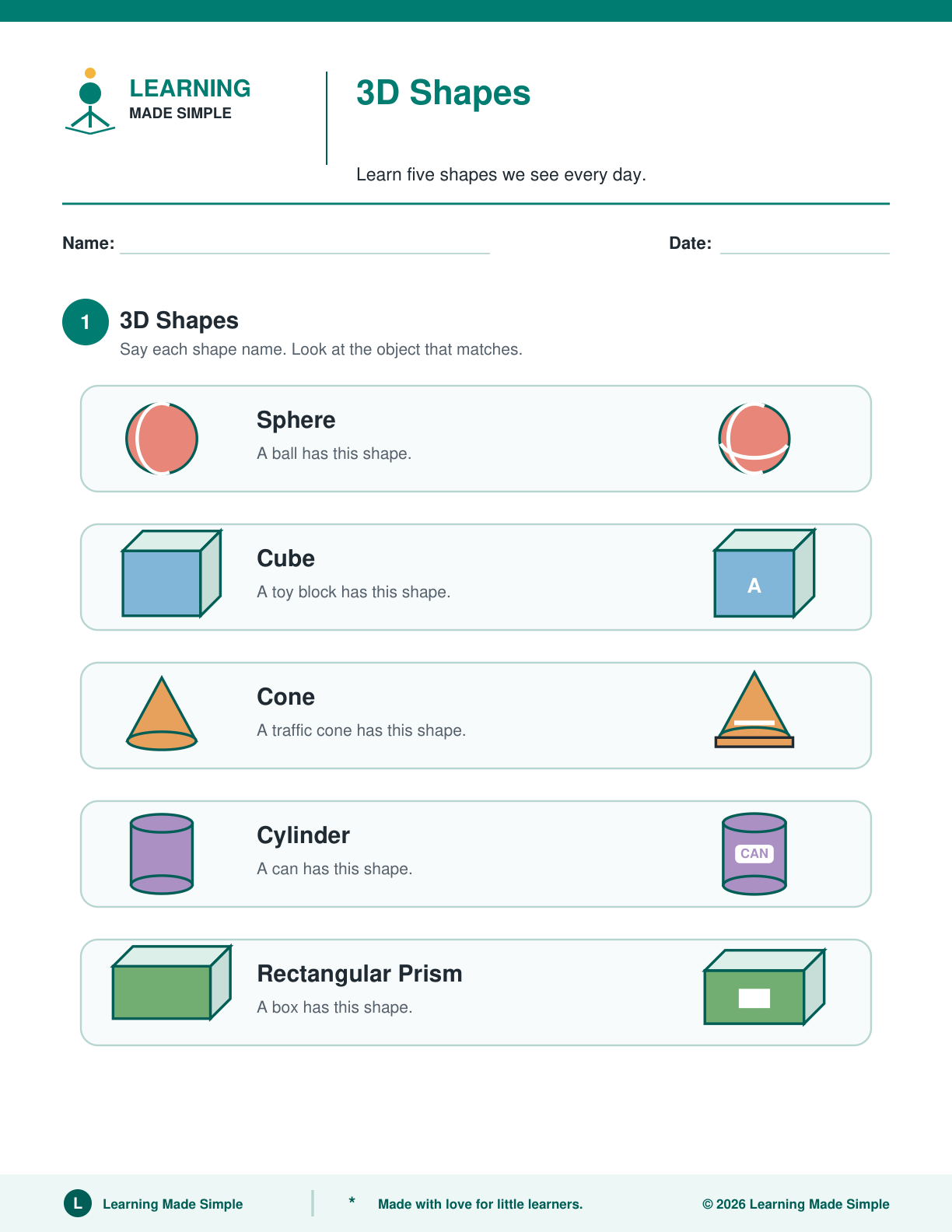 Preview of Page 1 from 3D Shapes