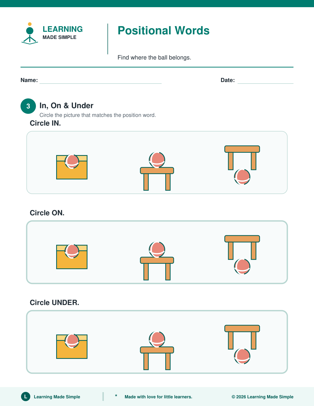 Preview of Page 3 from Positional Words