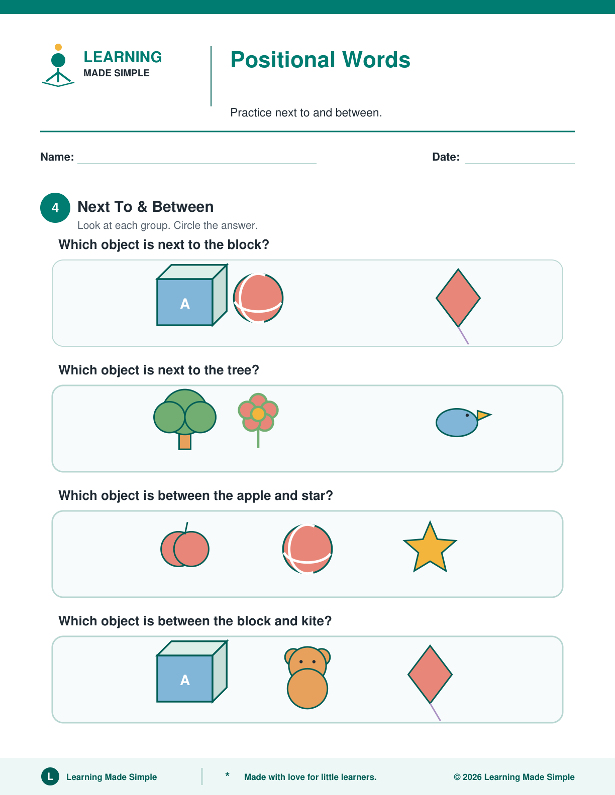 Preview of Page 4 from Positional Words