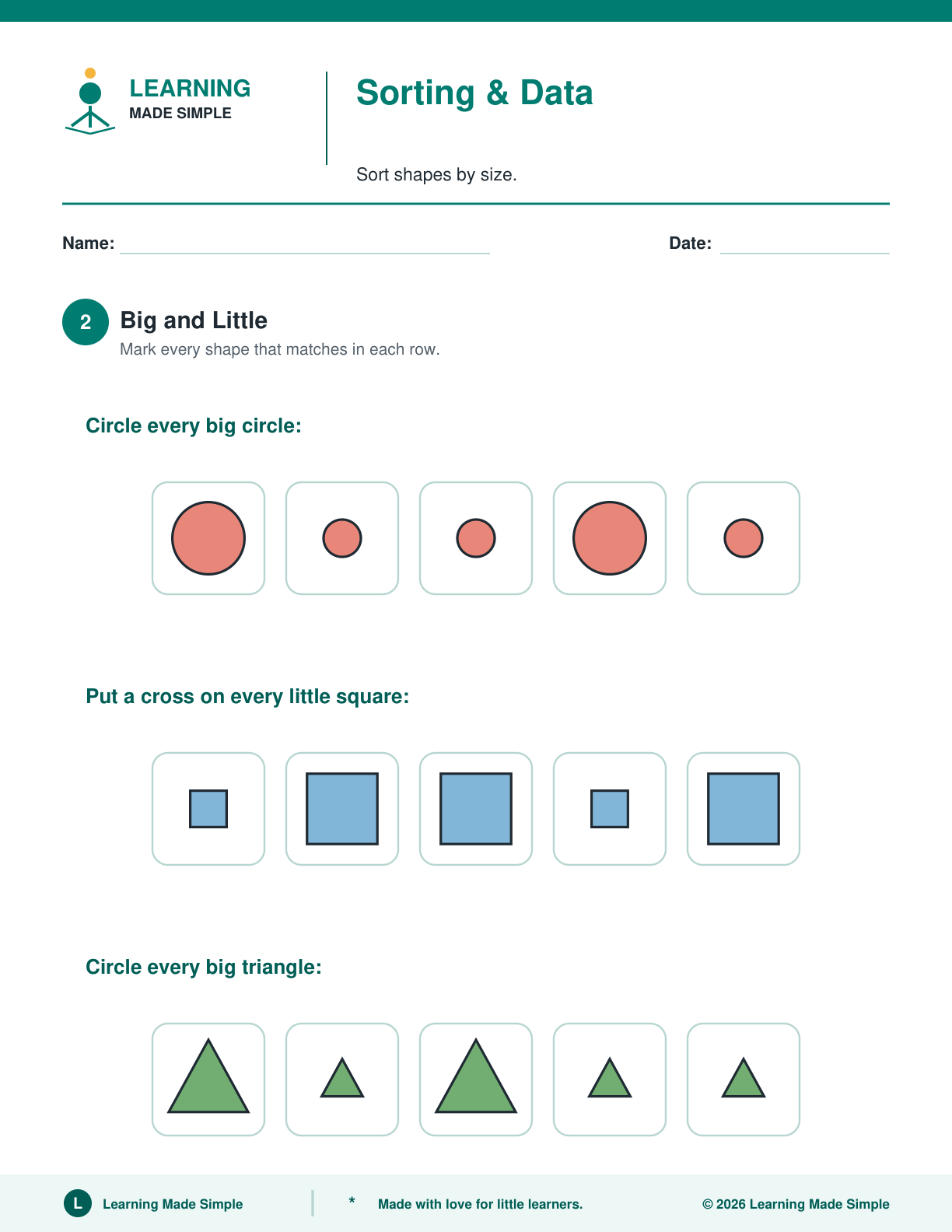 Preview of Page 2 from Preschool Sorting & Data