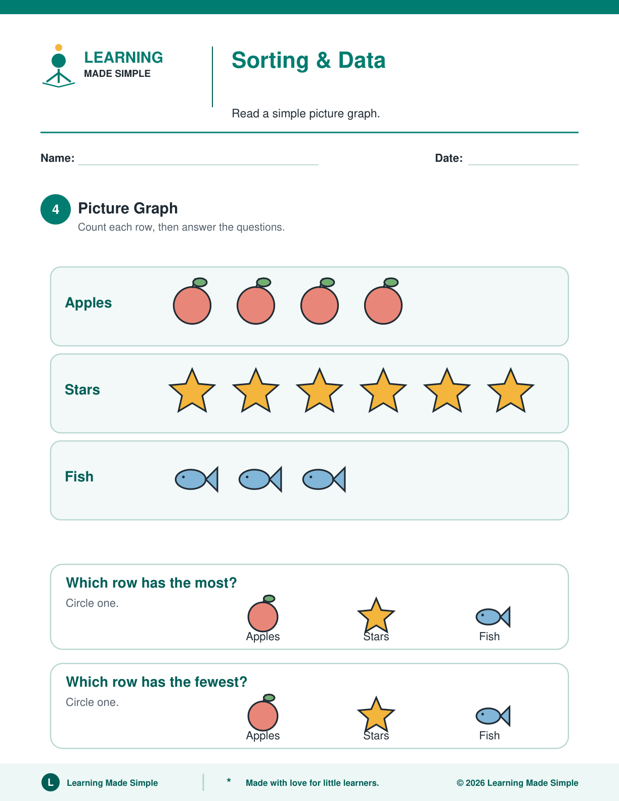 Preview of Page 4 from Preschool Sorting & Data