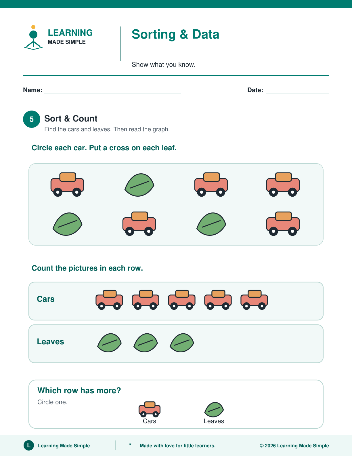 Preview of Page 5 from Preschool Sorting & Data