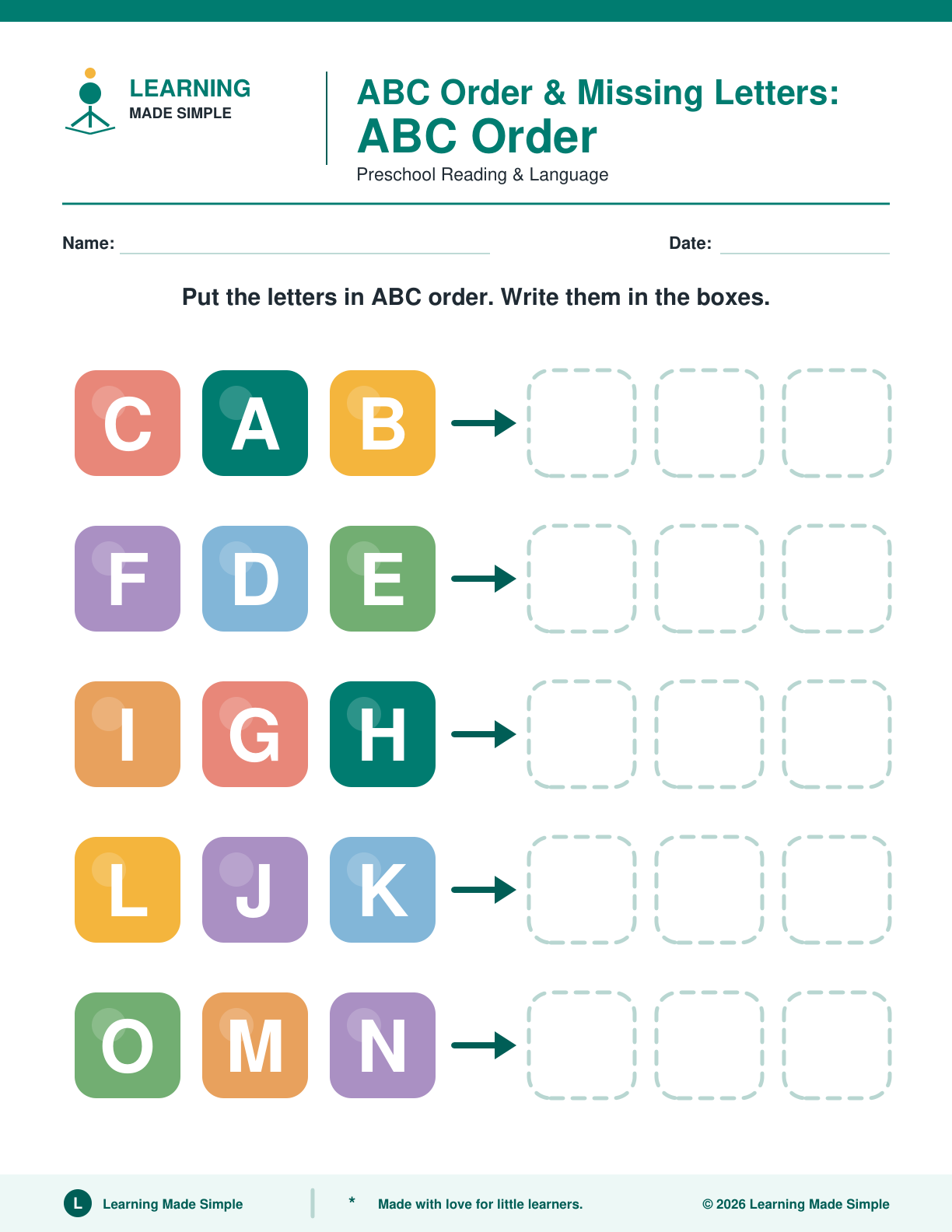Preview of Page 1 from ABC Order & Missing Letters