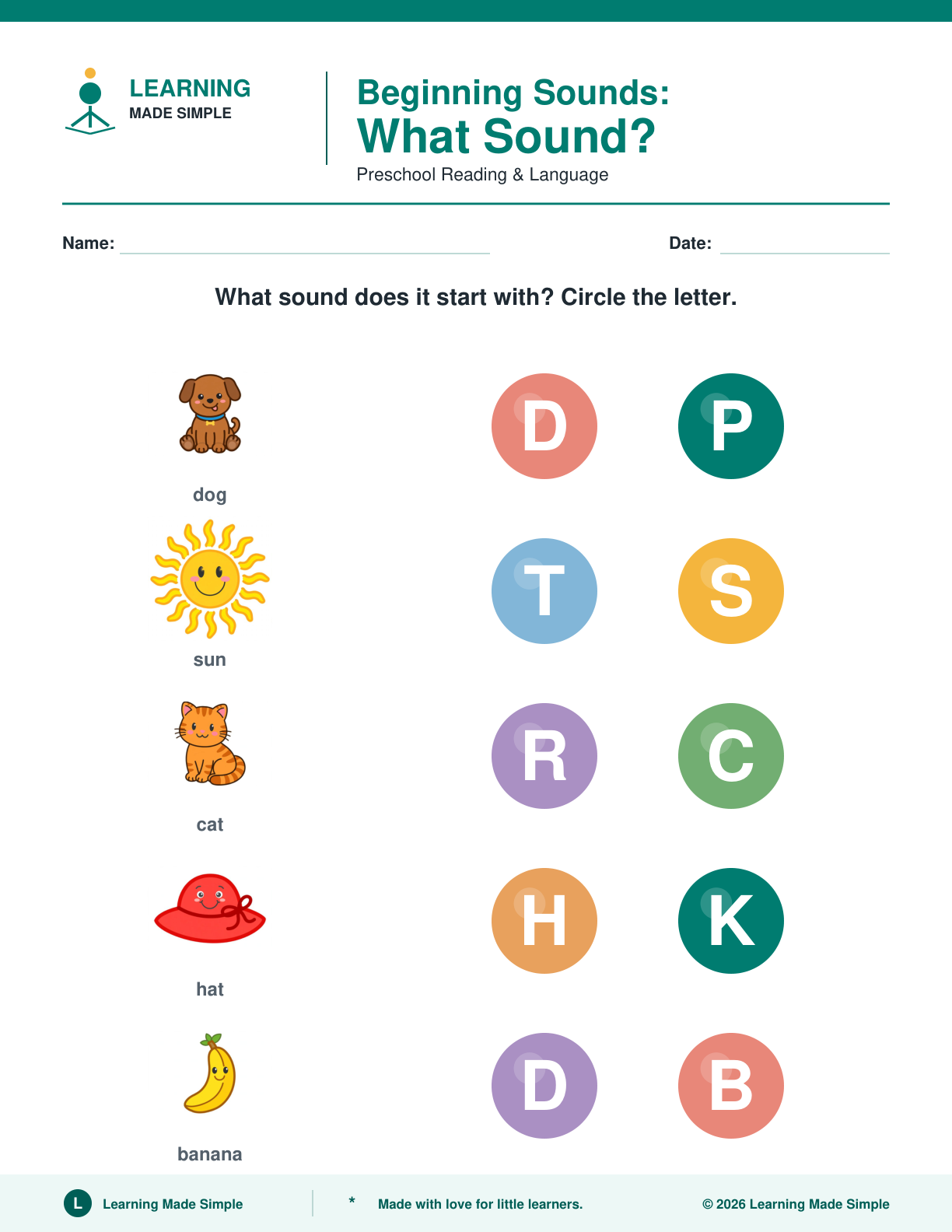 Preview of Page 1 from Beginning Sounds