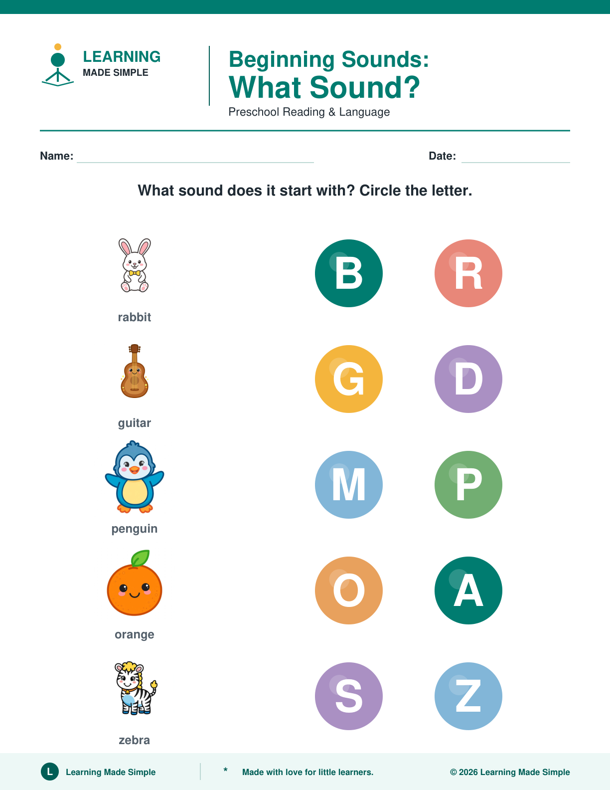 Preview of Page 5 from Beginning Sounds