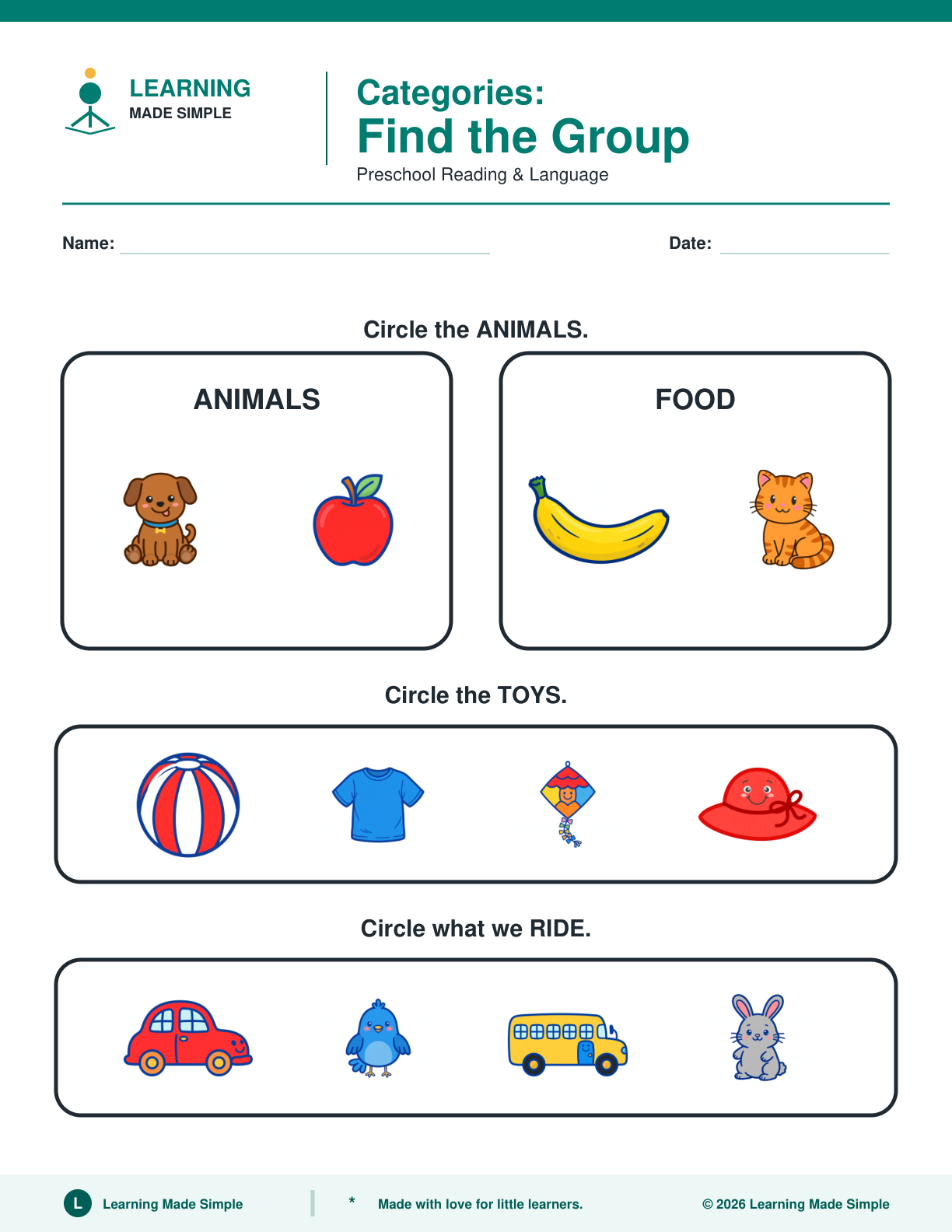 Preview of Page 1 from Categories