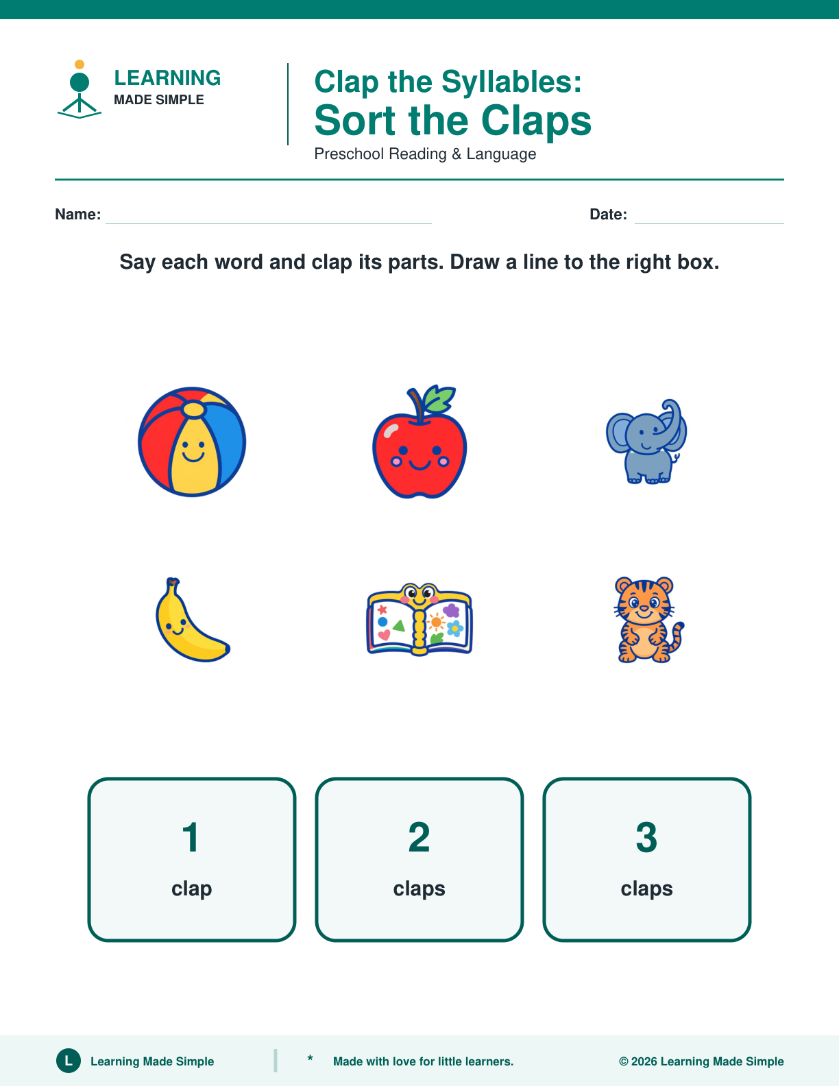 Preview of Page 2 from Clap the Syllables