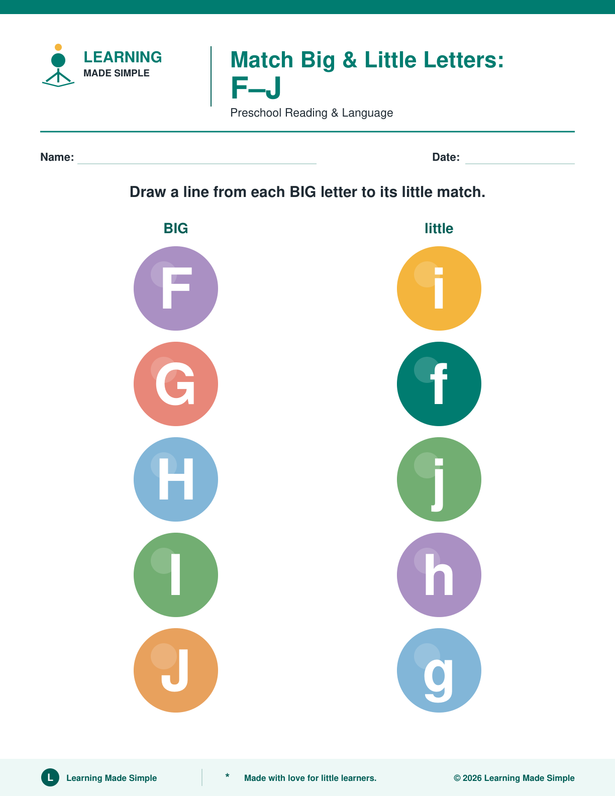 Preview of Page 2 from Match Big & Little Letters A-Z