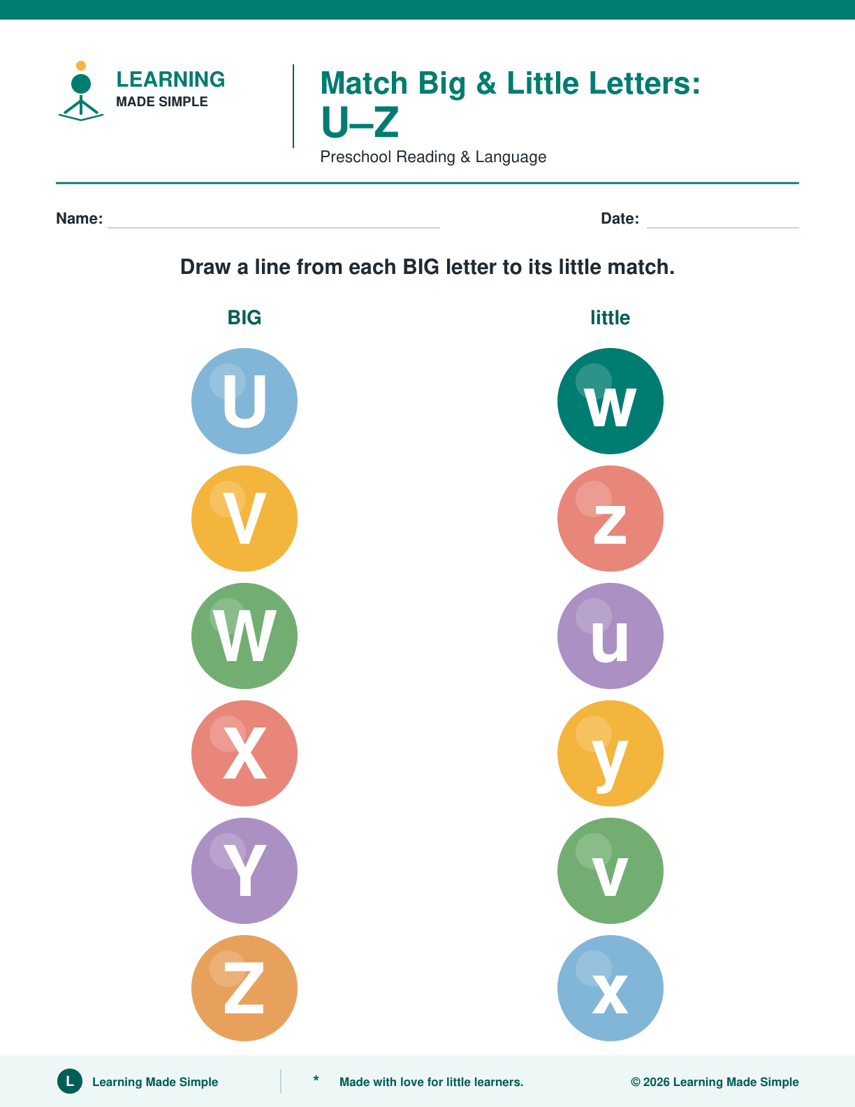 Preview of Page 5 from Match Big & Little Letters A-Z