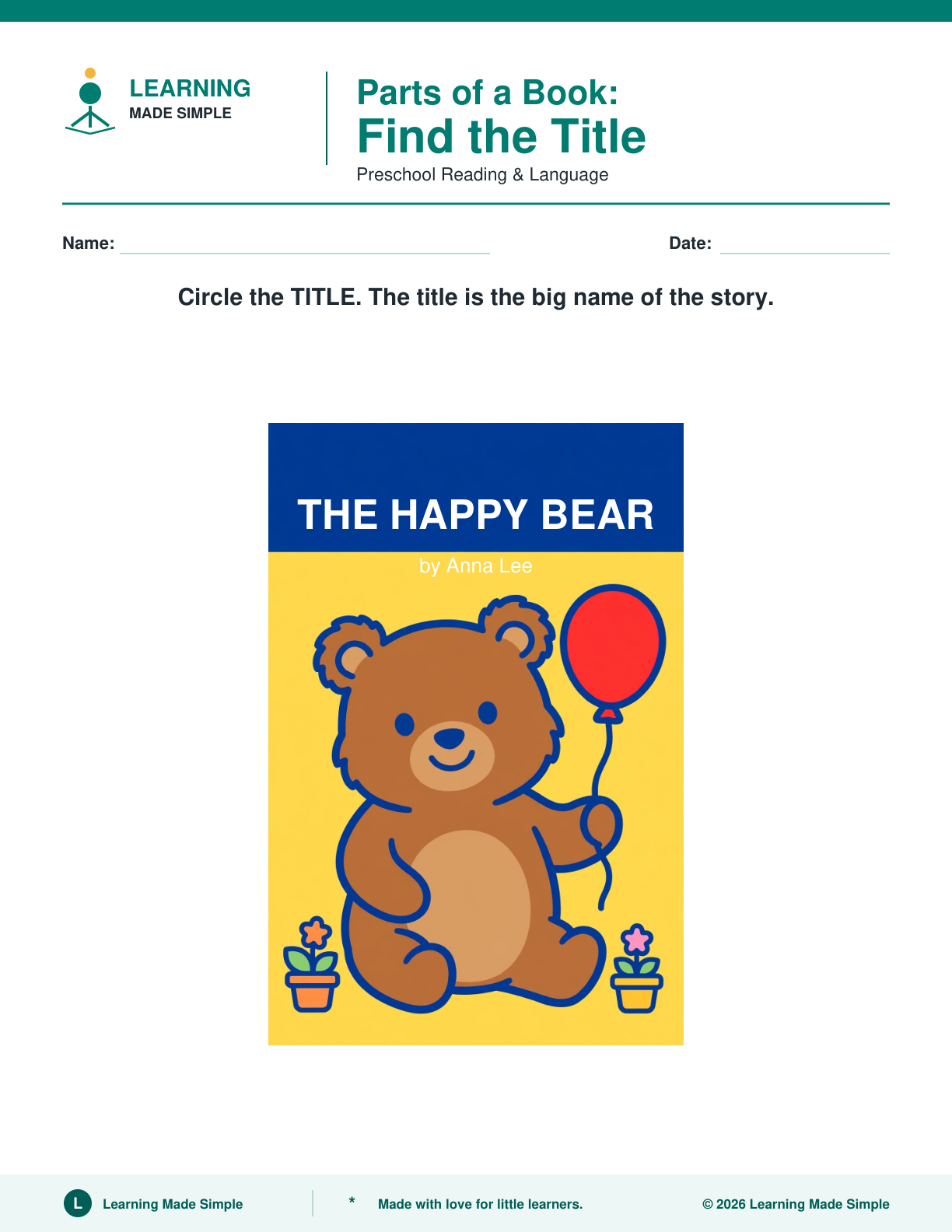 Preview of Page 2 from Parts of a Book