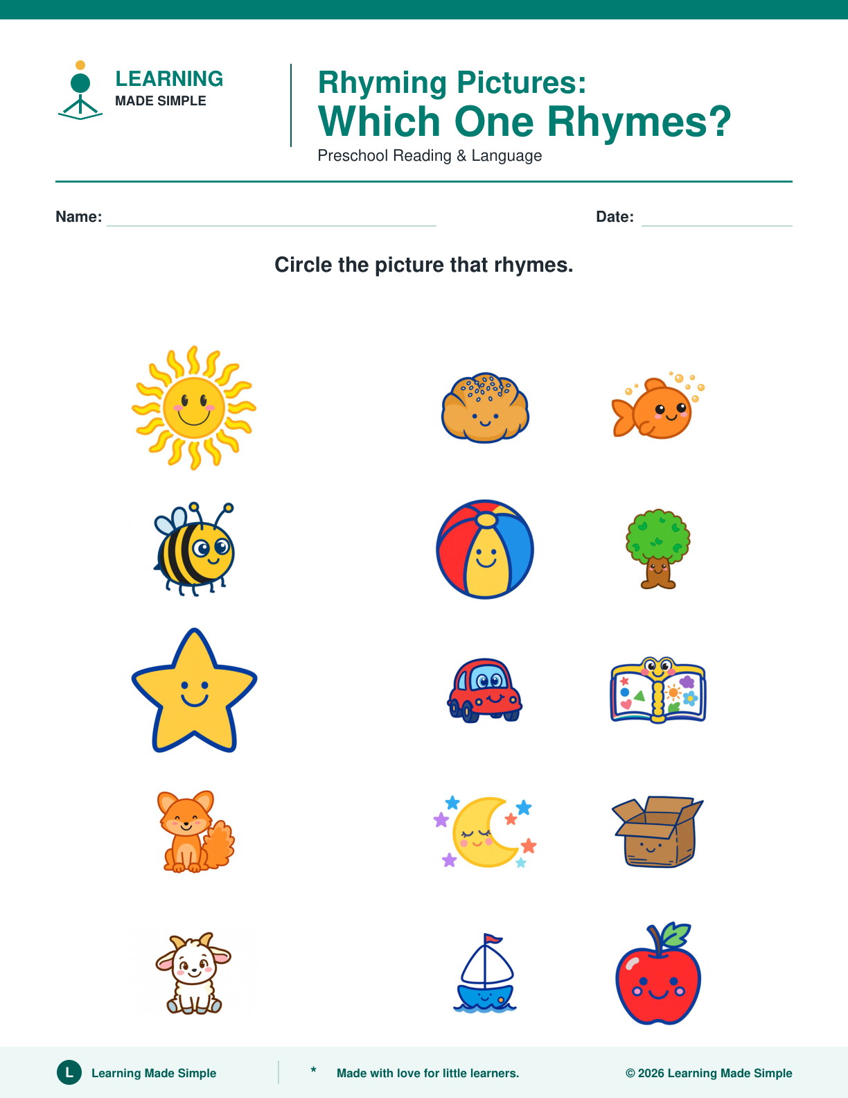 Preview of Page 2 from Rhyming Pictures