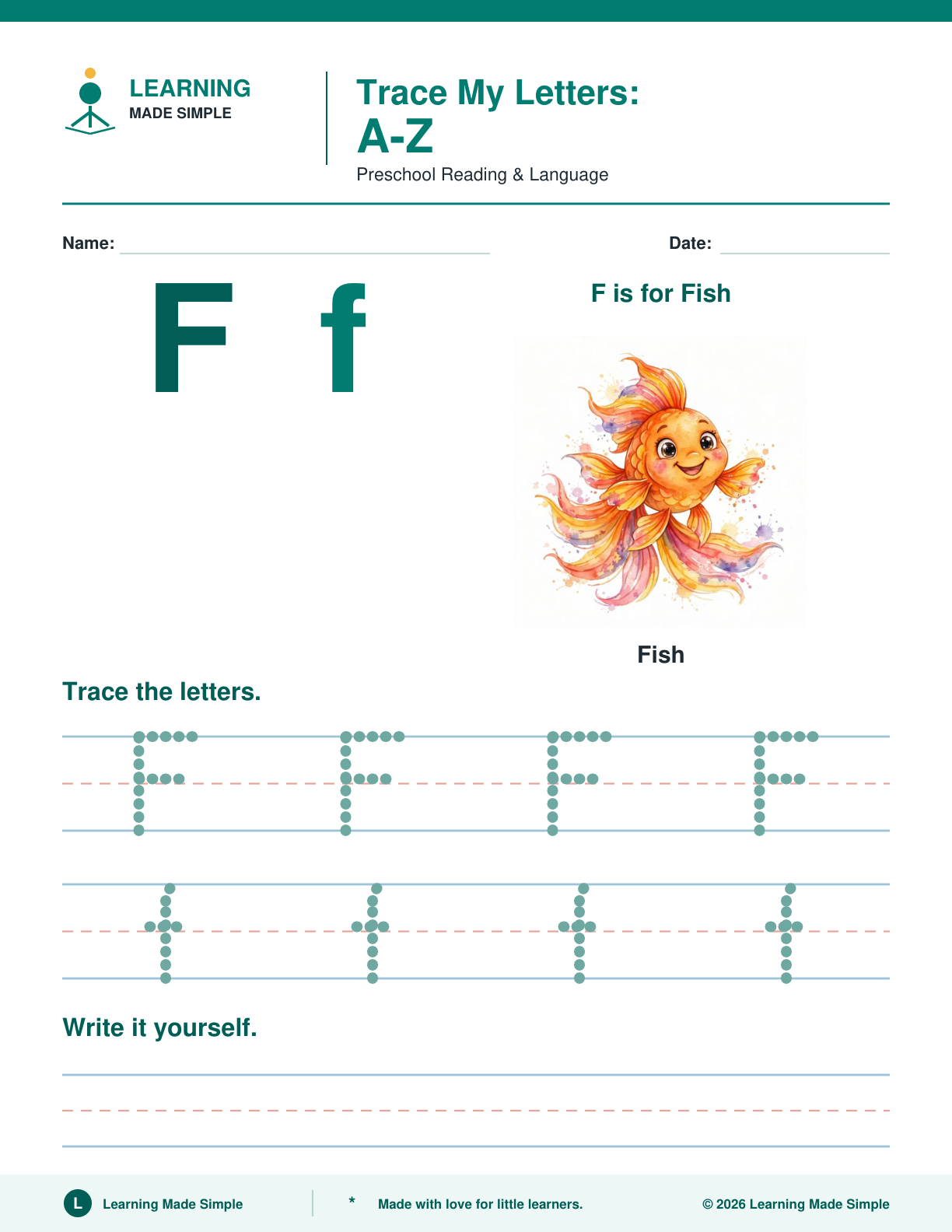 Preview of Letter F from Trace My Letters A-Z