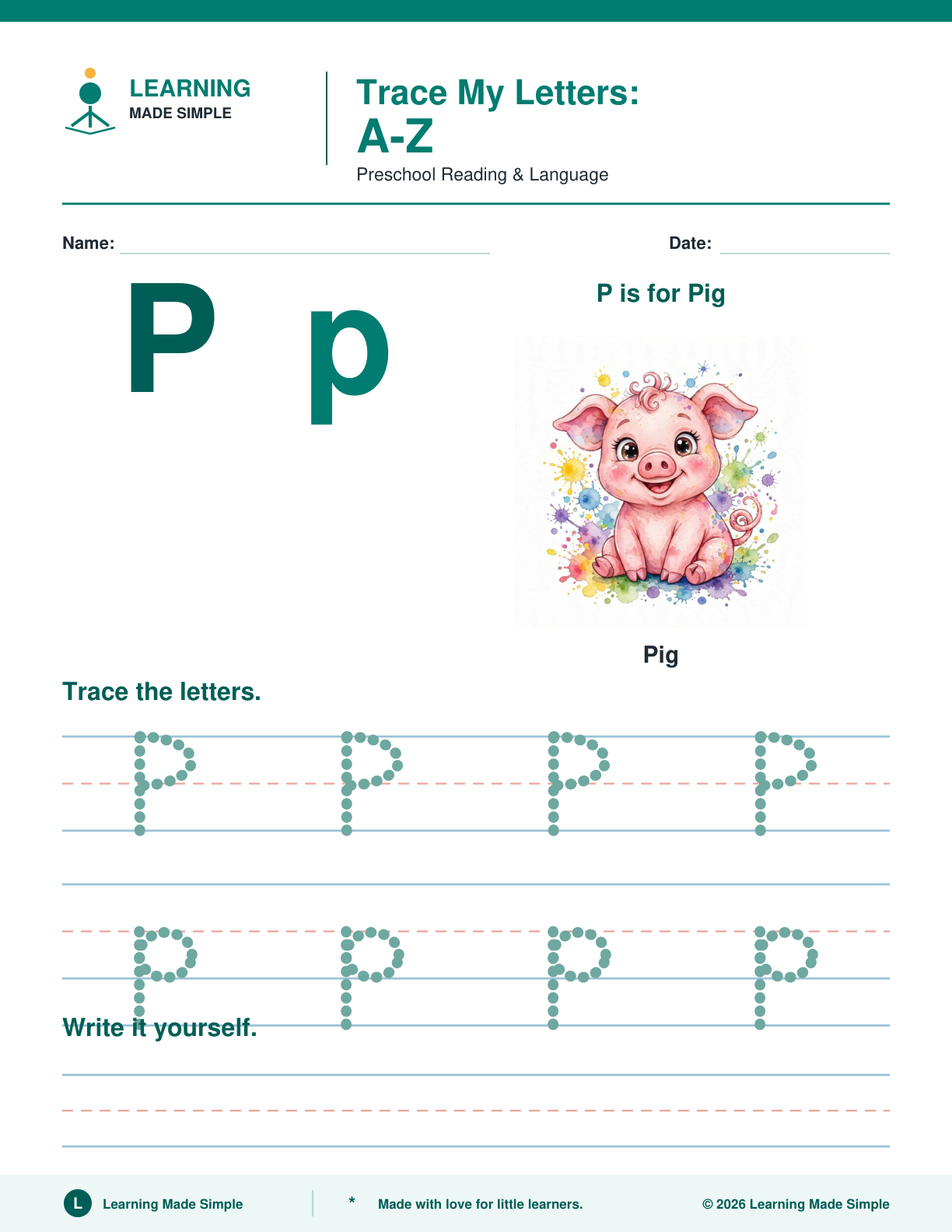 Preview of Letter P from Trace My Letters A-Z