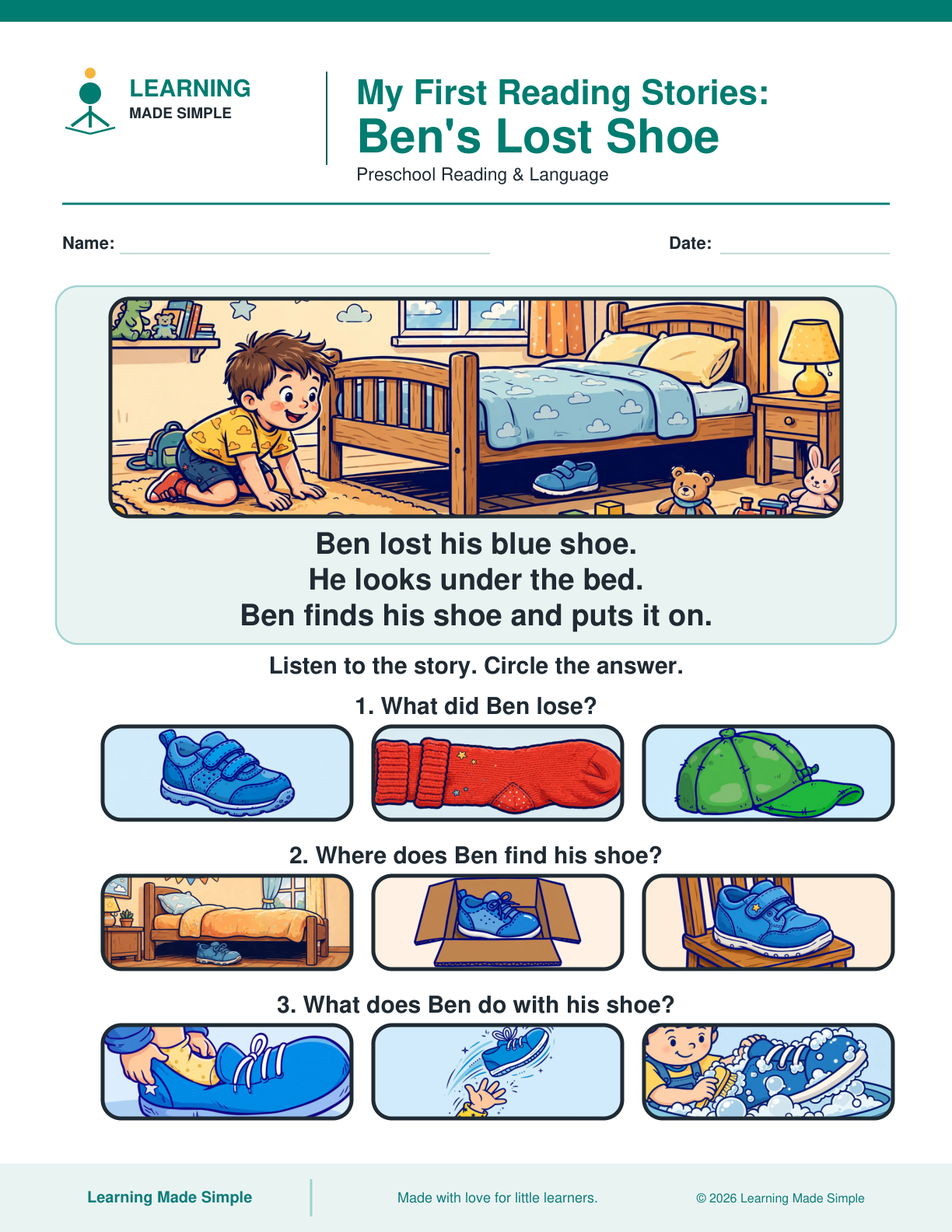 Preview of Ben's Lost Shoe from My First Reading Stories