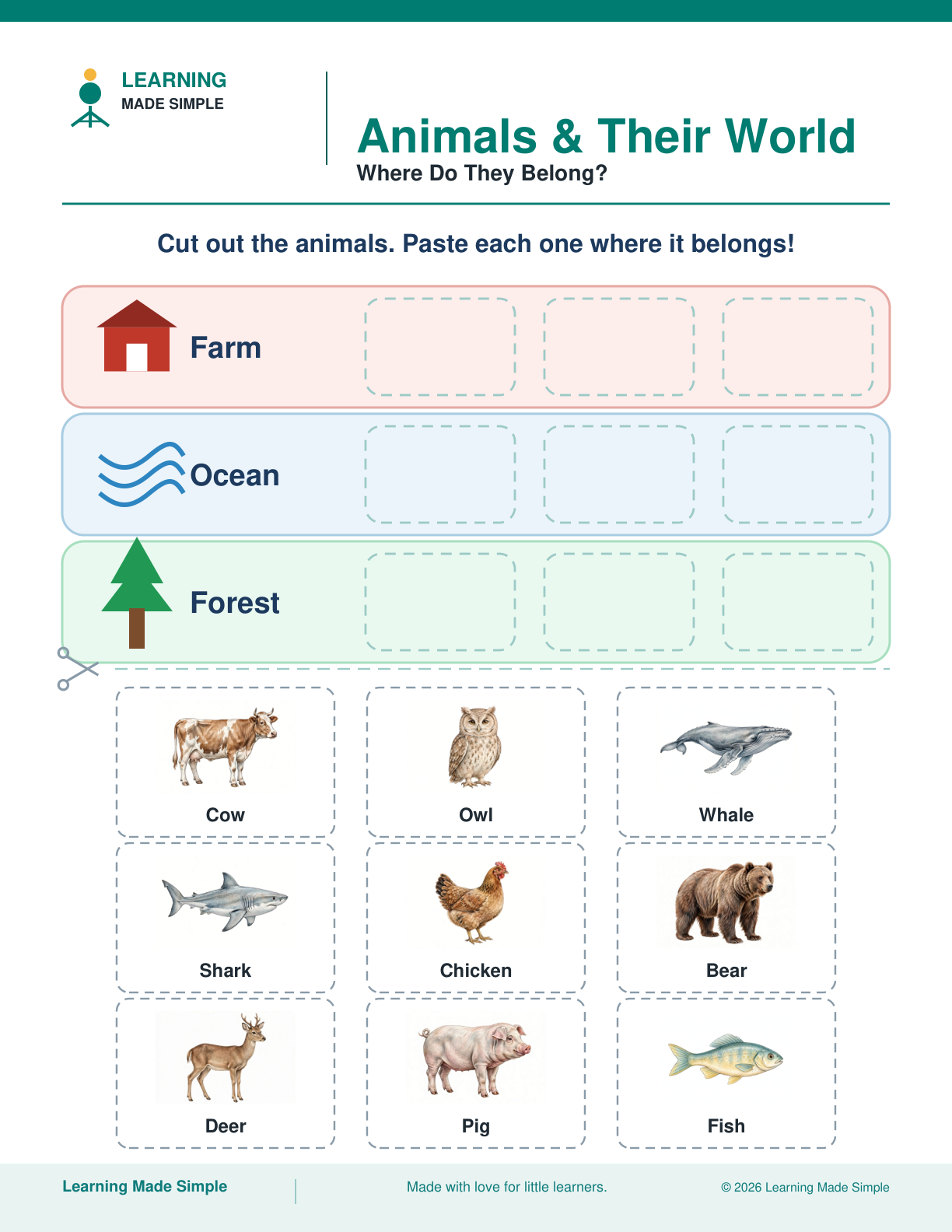 Preview of Where Do They Belong? from Animals & Their World