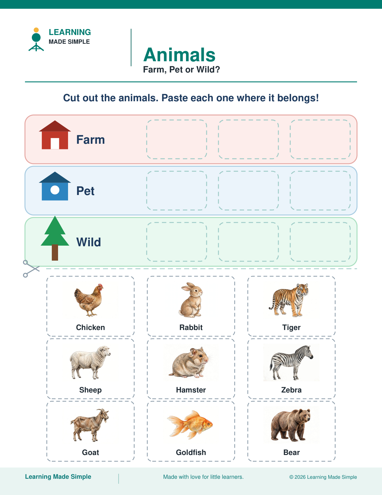 Preview of Farm, Pet or Wild? from Animals