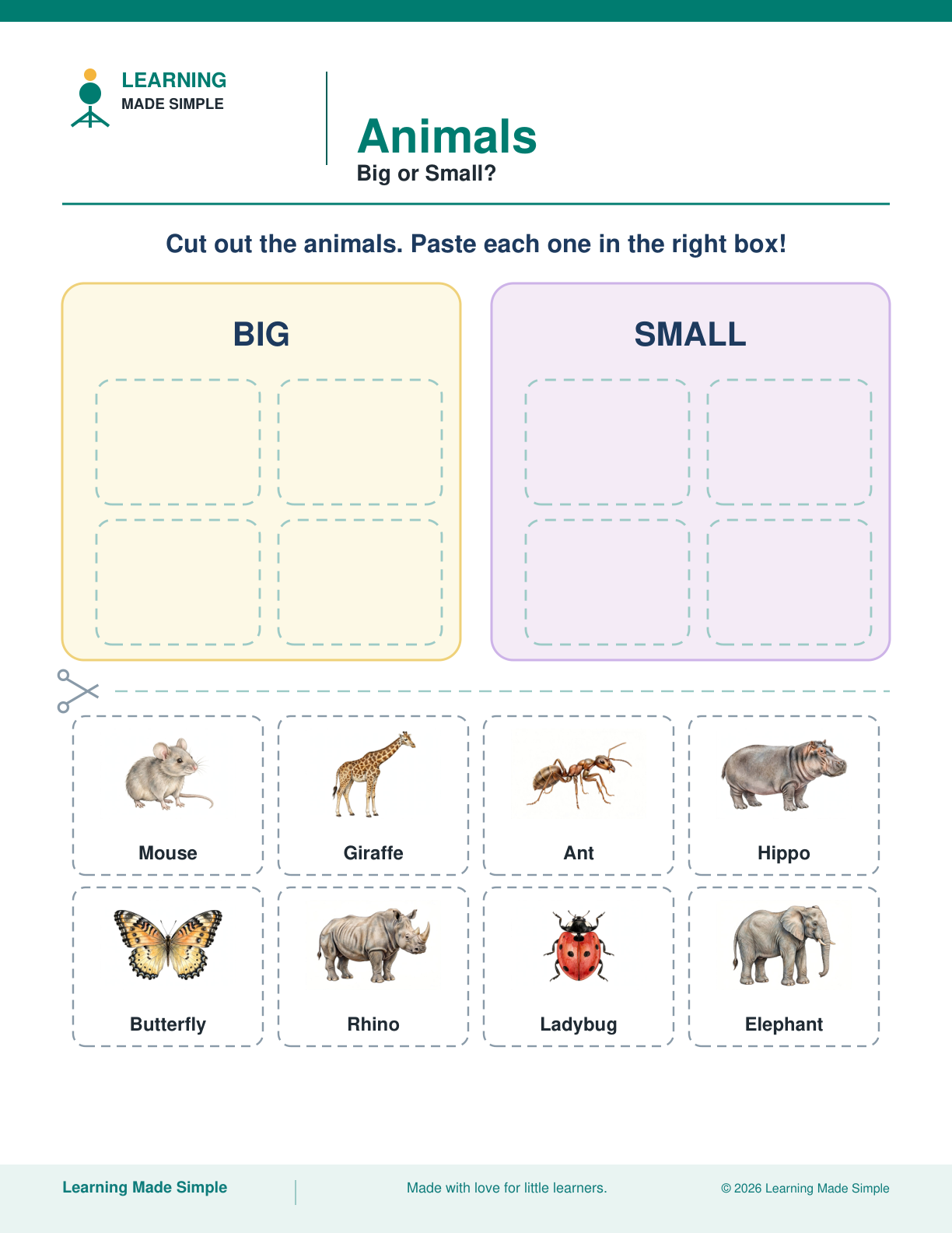 Preview of Big or Small? from Animals